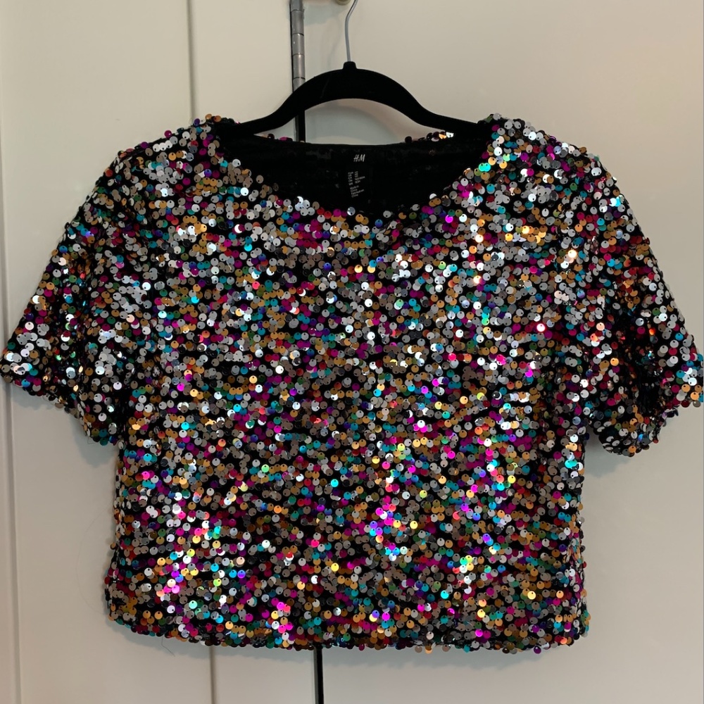 H&M Sequin Crop Top XS